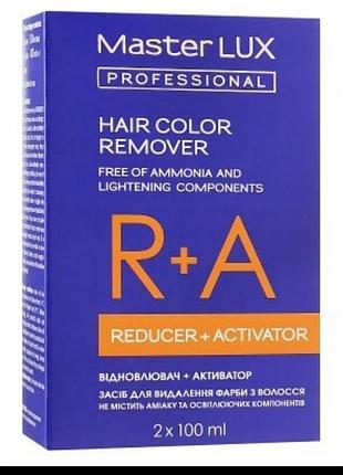 Засіб для видалення барвника з волосся деколорант master lux professional remover, 200 мл