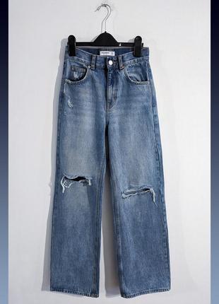 Джинси широкі з високою посадкою pull and bear denim jeans2 фото