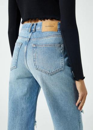 Джинсы широкие с высокой посадкой pull and bear denim jeans7 фото