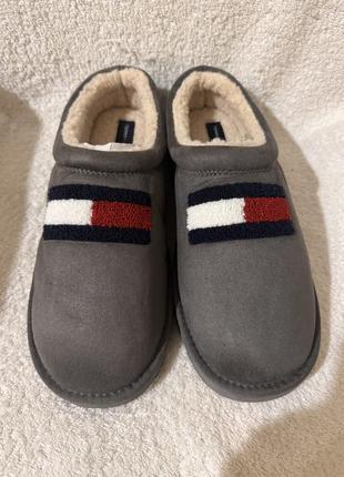 Мокасины тапки слипоны tommy hilfiger 43 p серые
