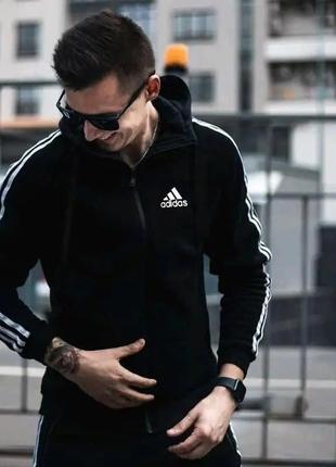 Чоловічий спортивний костюм adidas чорний (капюшон)🔥2 фото