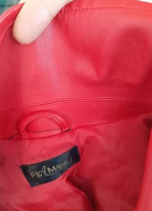 Куртка женская косуха кожанка эко кожа искусственная дермантиновая красная4 фото
