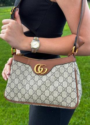 Жіноча сумка gucci aphrodite shoulder bag brown leather5 фото