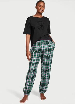 Піжама victoria's secret flannel jogger tee-jama set