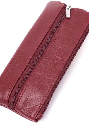 Шкіряна ключниця на блискавці st leather 22558 бордовий