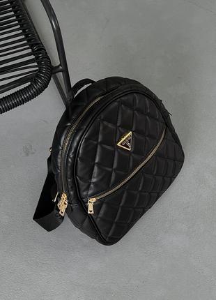 Женский рюкзак guess leather backpack black черный4 фото