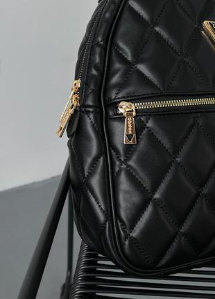 Женский рюкзак guess leather backpack black черный5 фото