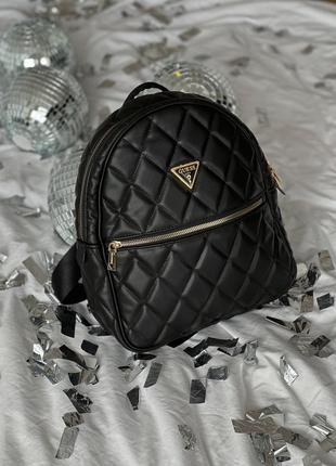 Женский рюкзак guess leather backpack black черный8 фото