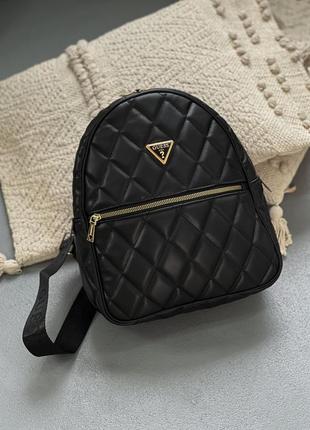 Женский рюкзак guess leather backpack black черный2 фото