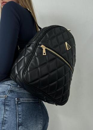 Женский рюкзак guess leather backpack black черный