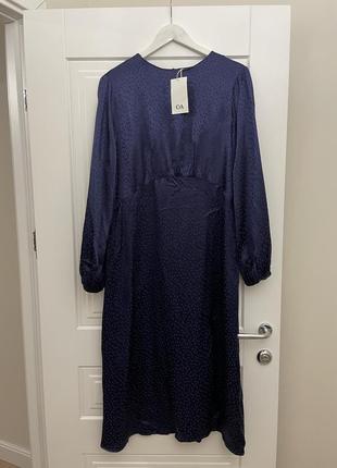 Нова красива сукня міді глубокого синього кольору з розрізом c&a