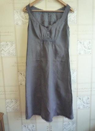 Marc o polo стильное льняное платье сарафан, 100% лен, серый графит1 фото