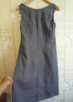 Marc o polo стильное льняное платье сарафан, 100% лен, серый графит3 фото
