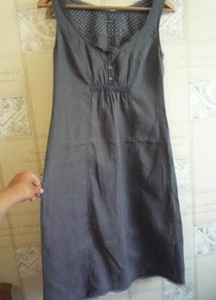 Marc o polo стильное льняное платье сарафан, 100% лен, серый графит4 фото