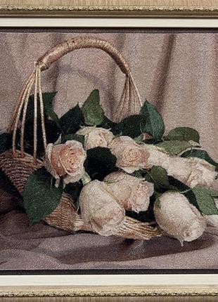 Вишита картина «ніжні троянди»2 фото