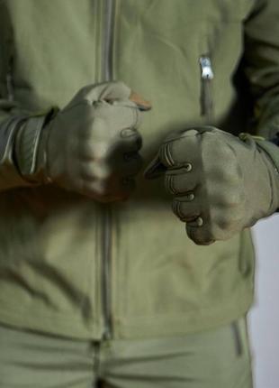 Зимние тактические перчатки с косточками soft shell олива