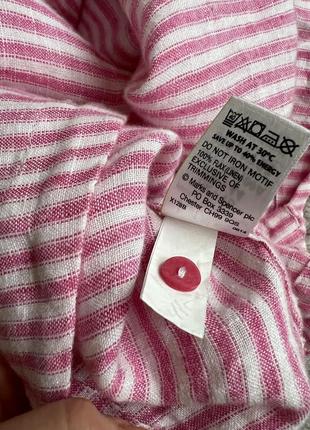 Льняная розовая рубашка в белую полоску marks &amp; spencer8 фото