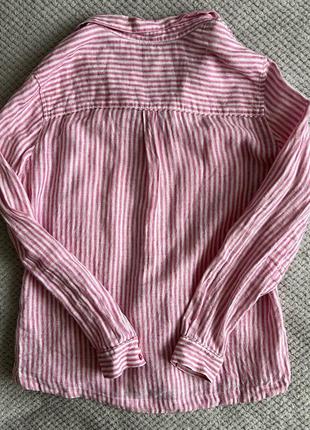Льняная розовая рубашка в белую полоску marks &amp; spencer6 фото