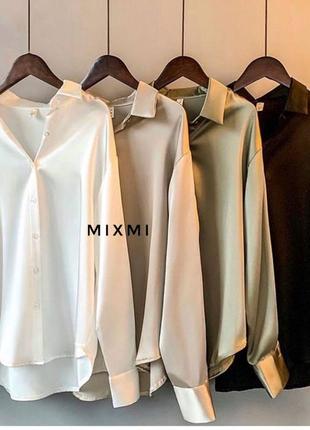 Шелковая блуза белая,бежевая, оливка,черная,размеры: 42-46, 48-503 фото