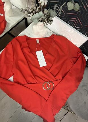 Блуза червона, з v-подібним вирізом new yorker (xl)