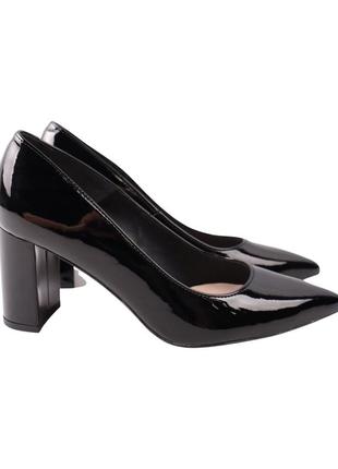 Туфли женские bravo moda черные натуральная лаковая кожа, 39