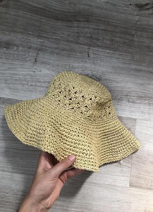 Шляпа панама панамка бежевая капелюх плетена плетенная женская