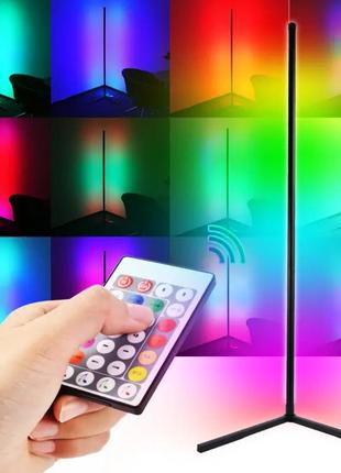 Торшер світлодіодний rgb кутовий з пультом керування led 20w bk