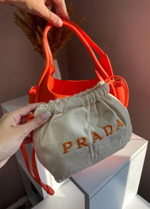 Жіноча сумка prada mini прада помаранчева 0877 фото