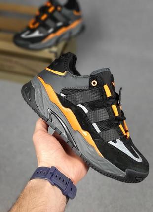Мужские кроссовки adidas niteball черные с оранжевым8 фото