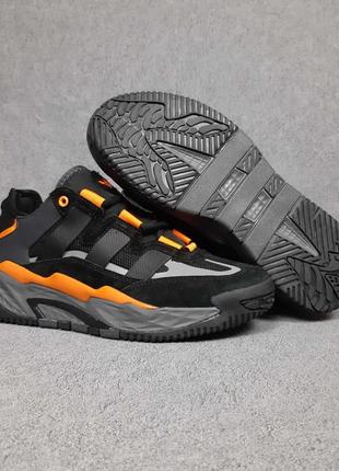 Мужские кроссовки adidas niteball черные с оранжевым2 фото