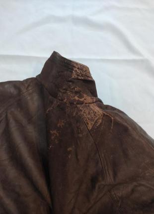 Стильная винтажная оверсайз куртка косуха из натуральной кожи7 фото