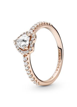 Оригинал original pandora пандора оригинальное серебряное кольцо 188421c02 серебро с камнями сердце прозрачное сердца с биркой новый розовое золото