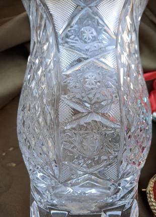 Шикарная большая хрустальная ваза богемия винтаж4 фото