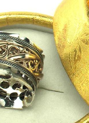 Кольцо перстень серебро 925 проба позолота 9,58 гр разм 17 внутренние кольца проворачиваются