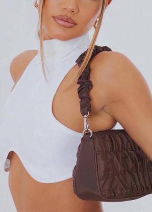 Сумка клатч коричневый plt, сумочка prettylittlething 🤎 сумку plt, женская нейлоновая сумка на плечо шоколадного цвета, сумка клатч коричневая