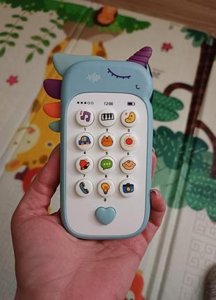Новый детский телефон с грызунком, добав батареек