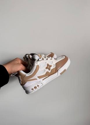 Кроссовки lv skate sneaker beige white2 фото