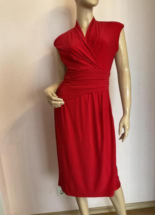Нарядное красное платье-миди/l/brend roman1 фото