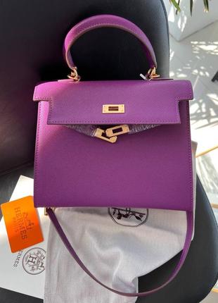 Фиолетовая сиреневая сумка hermes kelly2 фото