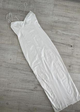 Белое платье bershka платье под кожу2 фото
