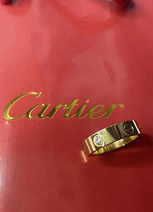 Кольцо cartier в позолоте с камушками