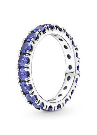 Оригинал original pandora пандора оригинальное серебряное кольцо 190050c02 серебро с камнями дорожка синие камни камешки синий с биркой новый
