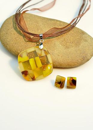 Комплект украшений, мурано, фьюзинг