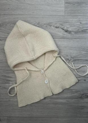 Шапка-капор вязаная one size 55-58 молочный (5010)