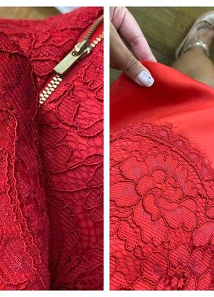 Эффектная красная кружевная юбка8 фото
