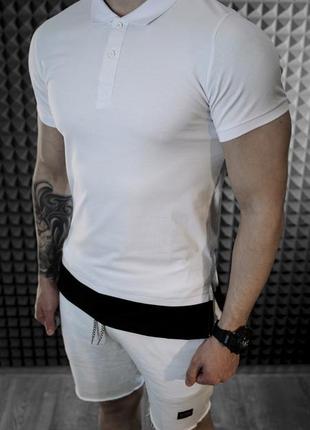 Чоловіча футболка поло біла/ є 3 кольори7 фото