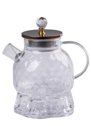 Заварник для чаю скляний прозорий чайник для заварки 1 л4 фото