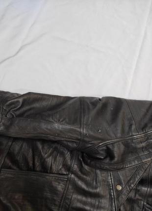 Стильная винтажная оверсайз куртка бомбер из натуральной кожи9 фото