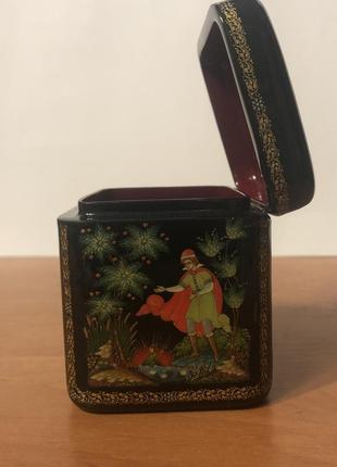 Шкатулка лакова мініатюра палех " жарптиця"
