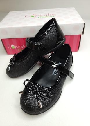 Туфельки святкові нарядні лакові з глітером балетки cupcake couture